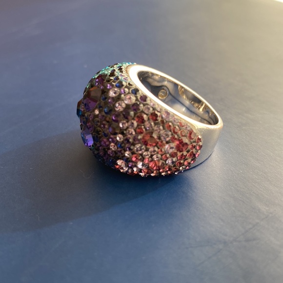 Swarovski Chic Purple Blue Large Statement Bauble Fashion Ring - Picture 5 of 16